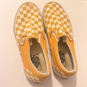 Yellow Checkered Print Slip-on Vans